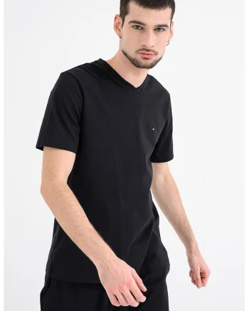 Tricou uni cu decolteu in V, Negru