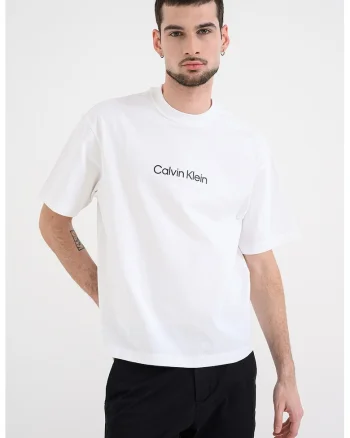 Tricou cu imprimeu logo, Alb murdar