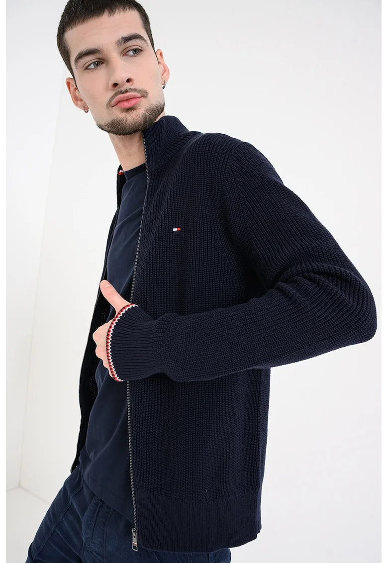 Cardigan cu maneci cazute si fermoar, Albastru ultramarin