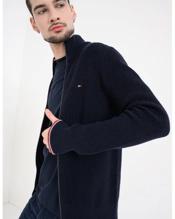 Cardigan cu maneci cazute si fermoar, Albastru ultramarin