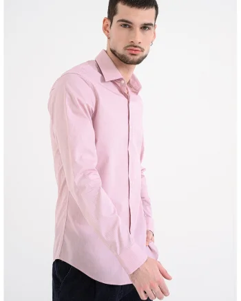 Camasa slim-fit cu dungi, Rosu/Roz prafuit