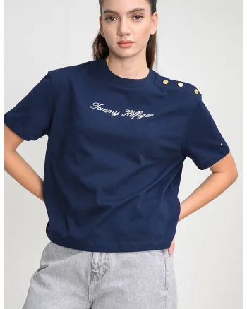 Tricou din bumbac cu logo, Bleumarin