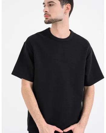 Tricou lejer din amestec de modal, Negru