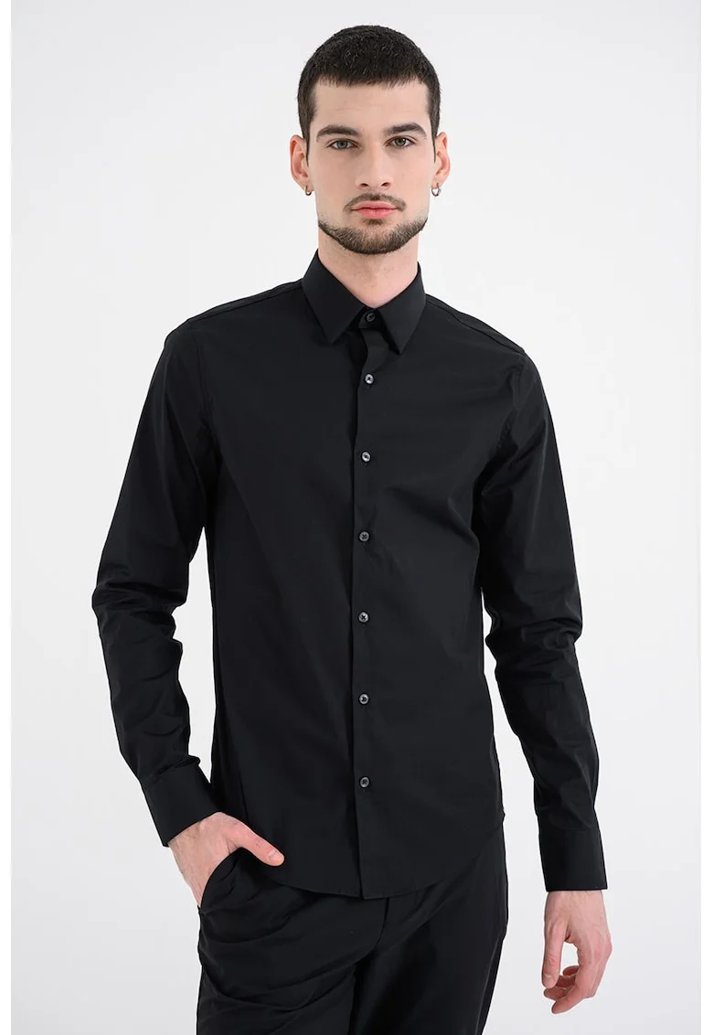Camasa extra slim-fit cu model uni, Negru