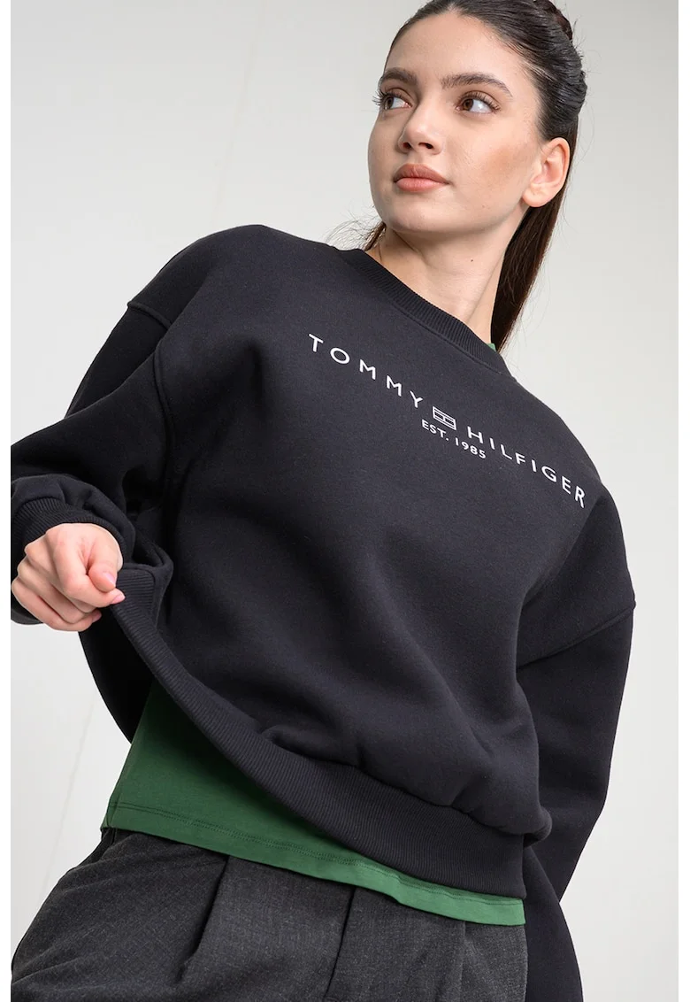 Bluza de trening cu croiala regular-fit si logo, Negru