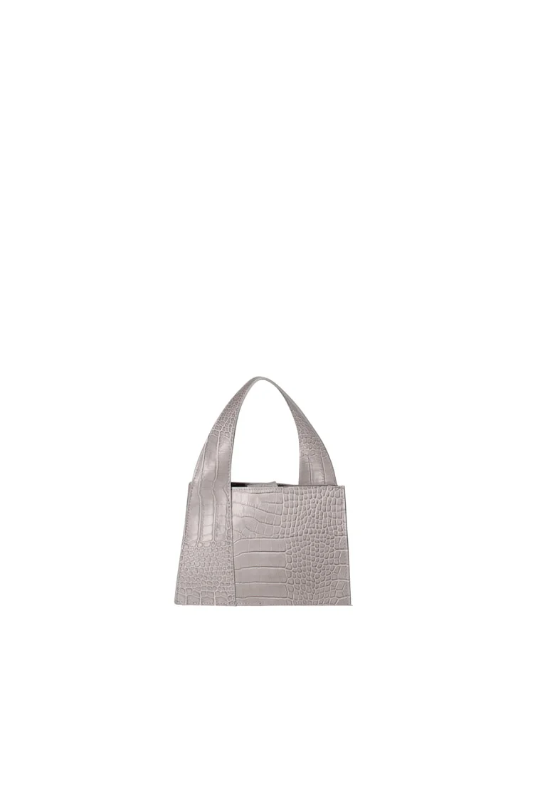 Geanta din piele cu model de crocodil cu maner, Gri
