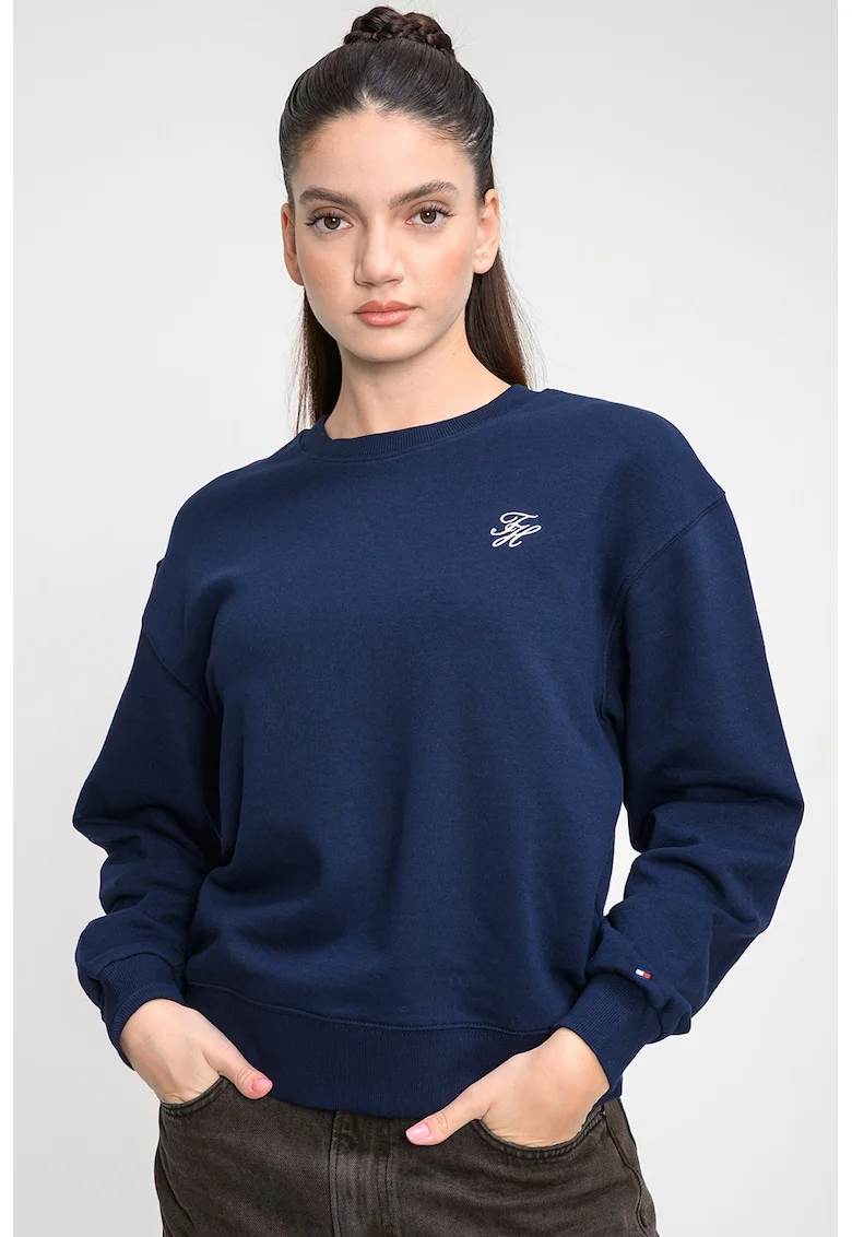 Bluza de trening cu maneci cazute, Bleumarin
