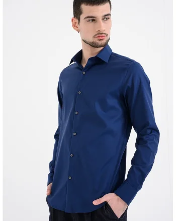 Camasa slim-fit din amestec de bumbac, Bleumarin