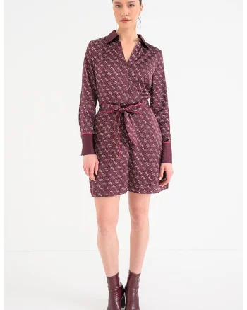 Rochie-camasa scurta cu monograma, Violet tyrian