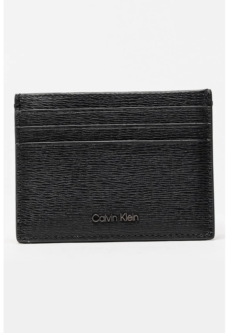 Portcart din piele Saffiano, Negru