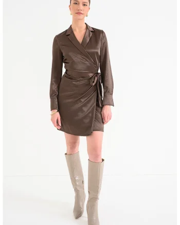 Rochie cu model petrecut, Maro inchis