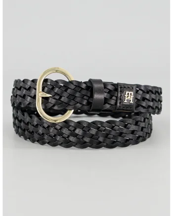 Curea impletita din piele Chic, Negru