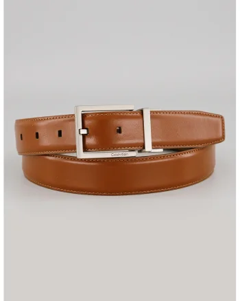 Curea din piele cu catarama patrata, Caramel