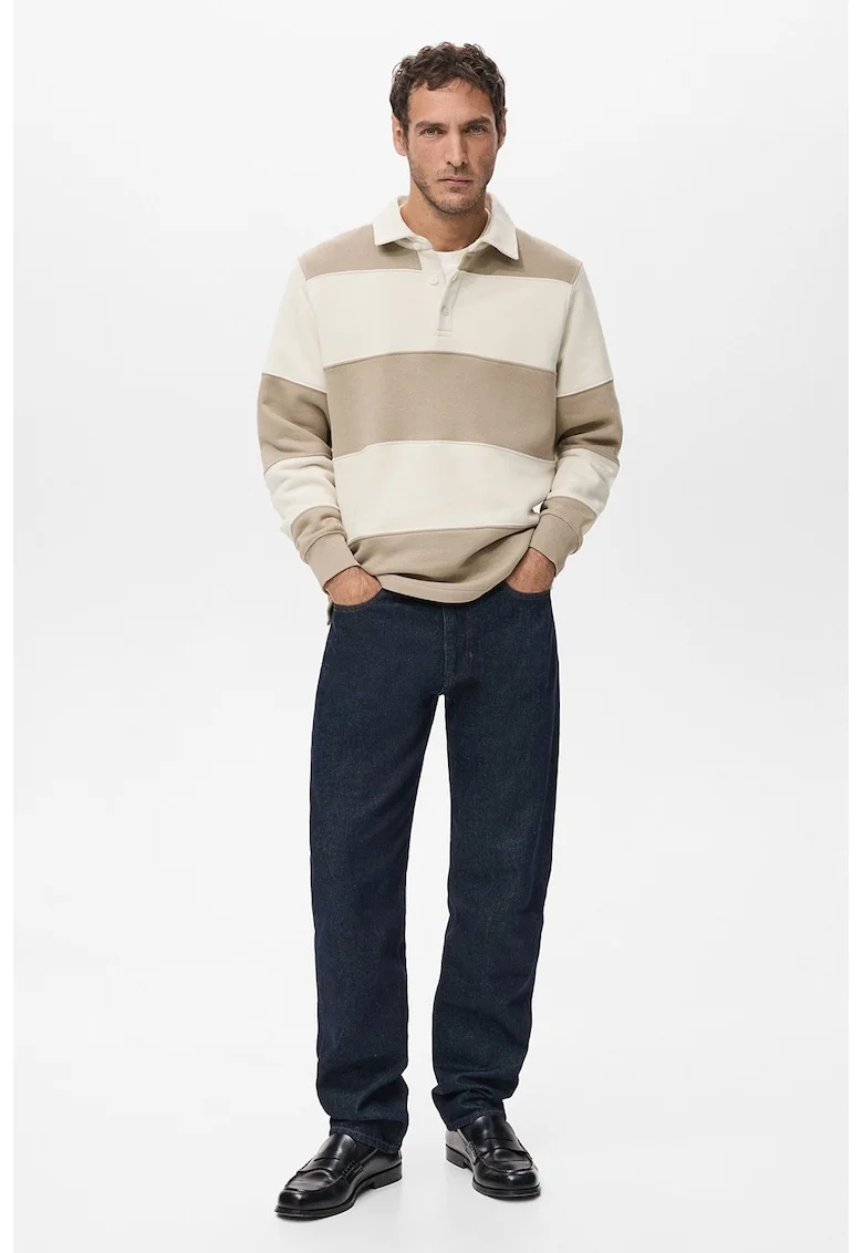 Bluza polo cu dungi, Bej