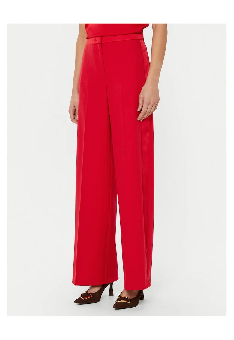 Pantaloni dama,  rosu, textil