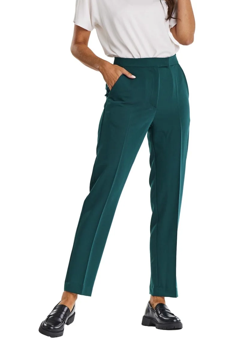 Pantaloni dama,  Viscoza/Poliester/Elastan, Verde