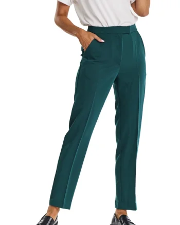 Pantaloni dama,  Viscoza/Poliester/Elastan, Verde