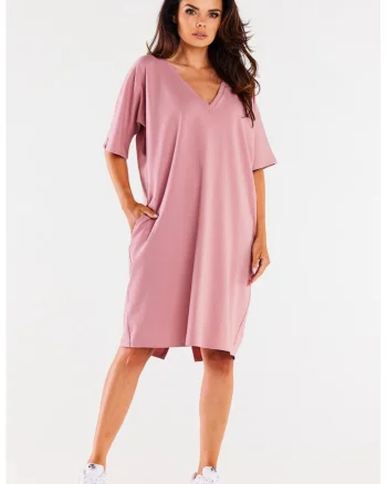 Rochie dama  Bumbac, M303 - Roz -