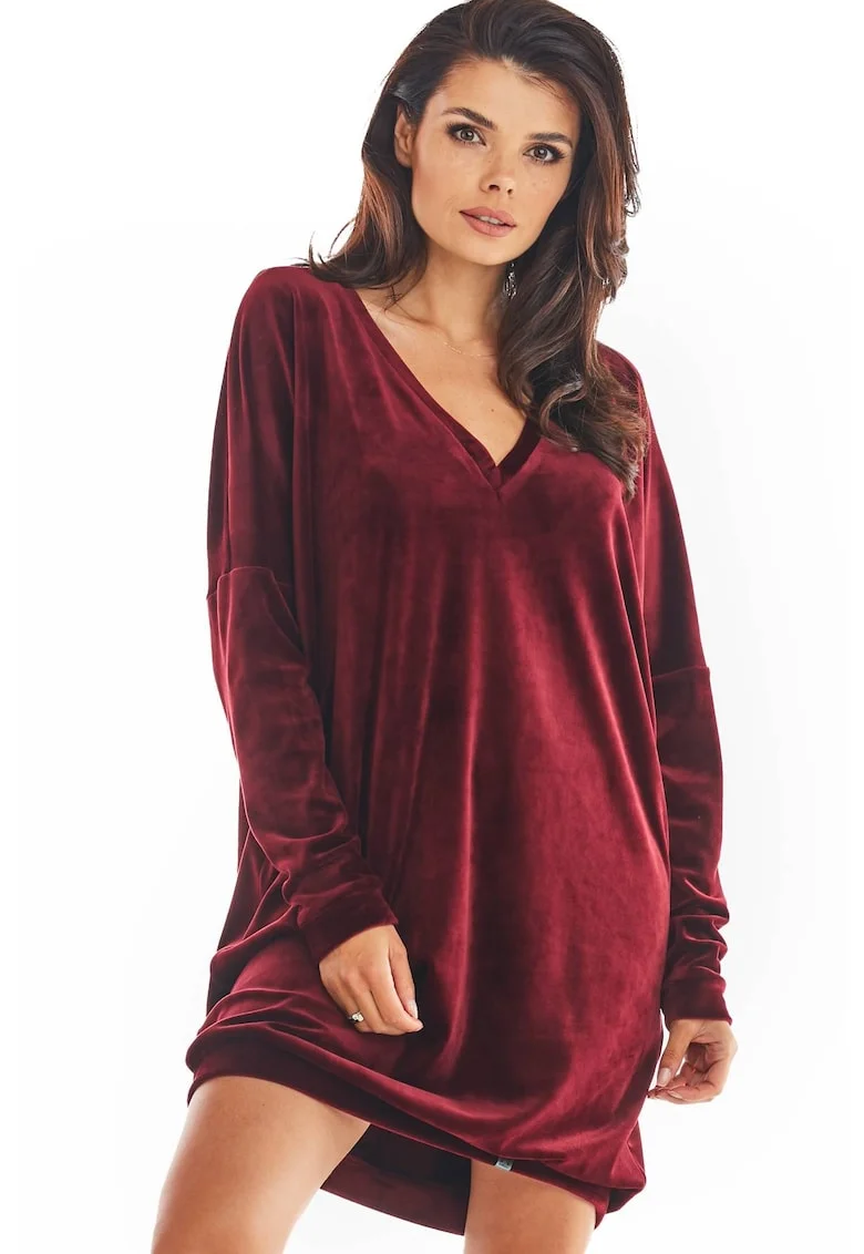 Rochie dama,  poliester, visiniu,