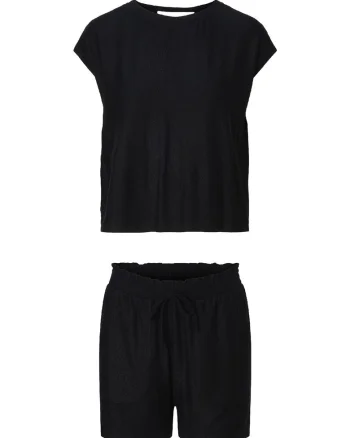 Set de pantaloni scurti si tricou uni, Negru