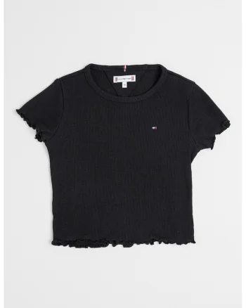 Tricou crop slim fit Essential, Negru