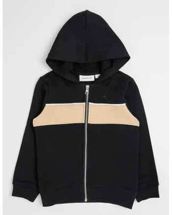 Hanorac de bumbac cu logo, Negru/Maro camel