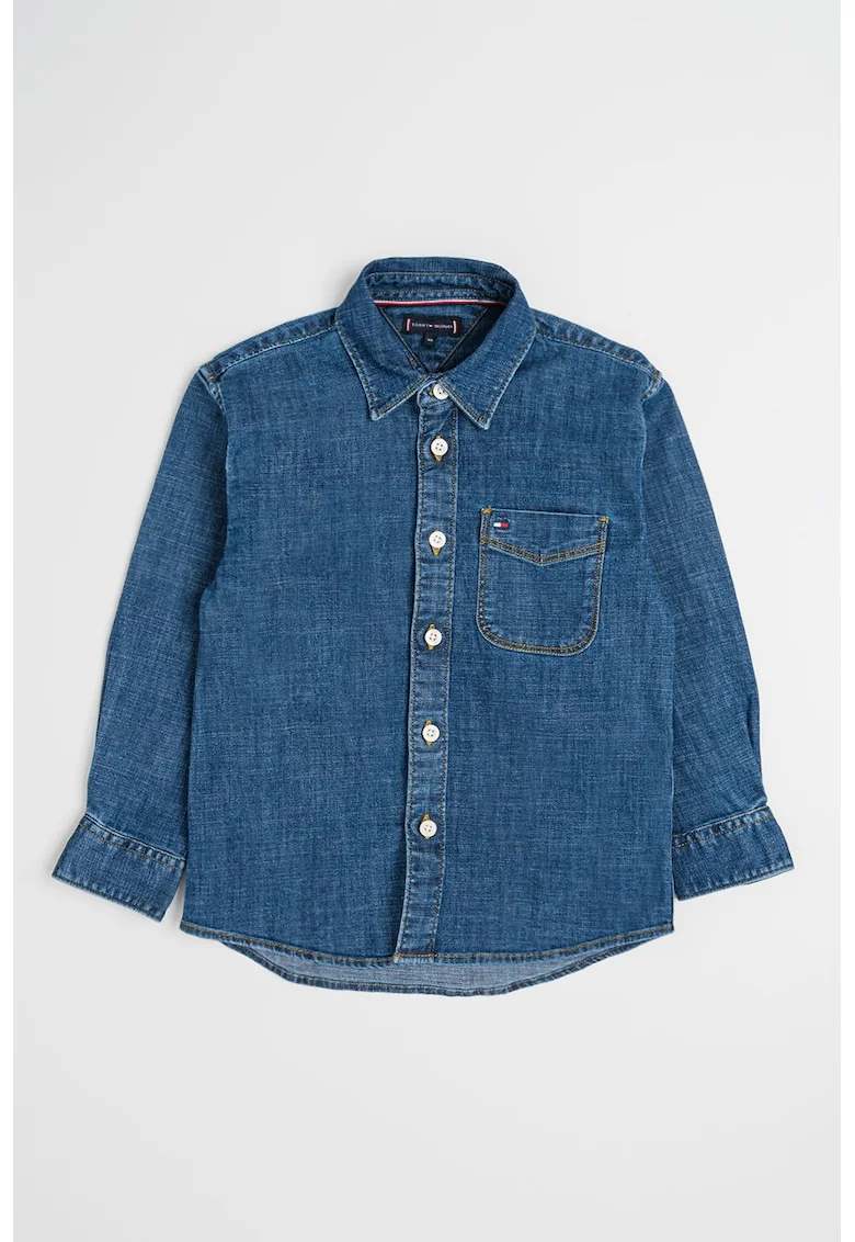 Camasa relaxed fit de denim cu buzunar pe piept, Albastru inchis