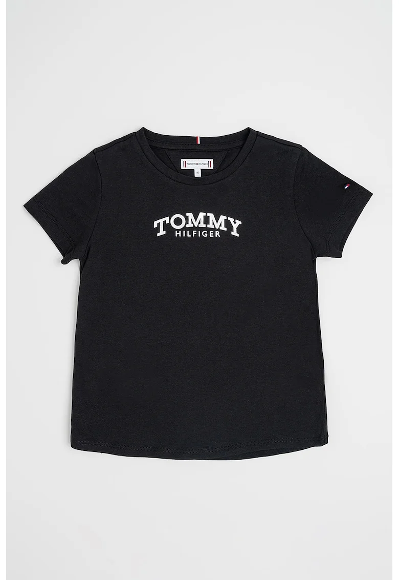 Tricou regular fit cu imprimeu logo, Negru
