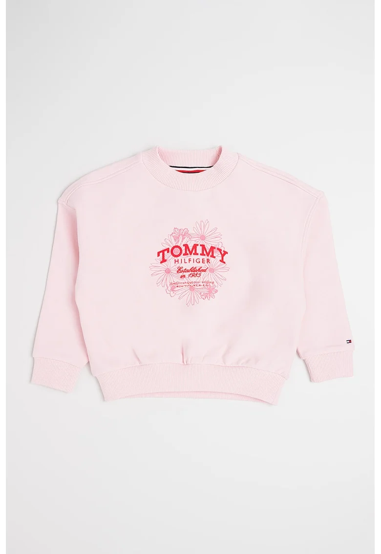 Bluza de trening din amestec de bumbac cu logo, Roz pastel