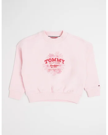 Bluza de trening din amestec de bumbac cu logo, Roz pastel