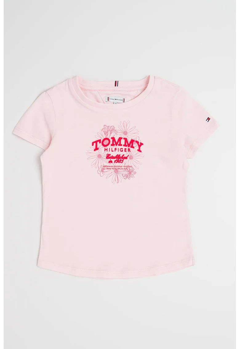 Tricou regular fit de bumbac cu logo, Roz pastel
