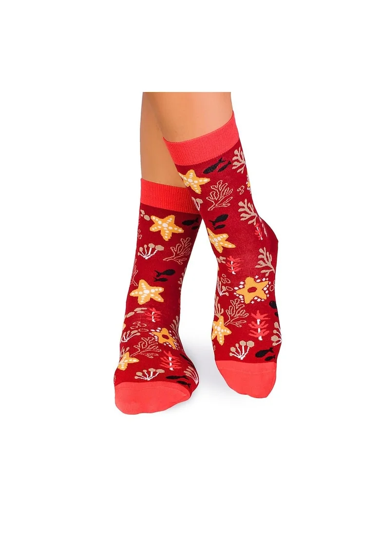 Sosete bumbac Fine Cotton Sealife Stea de Mare Bordeaux