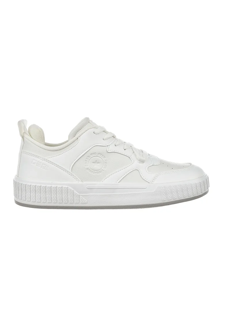 Pantofi sport de piele ecologica cu detalii logo, Alb