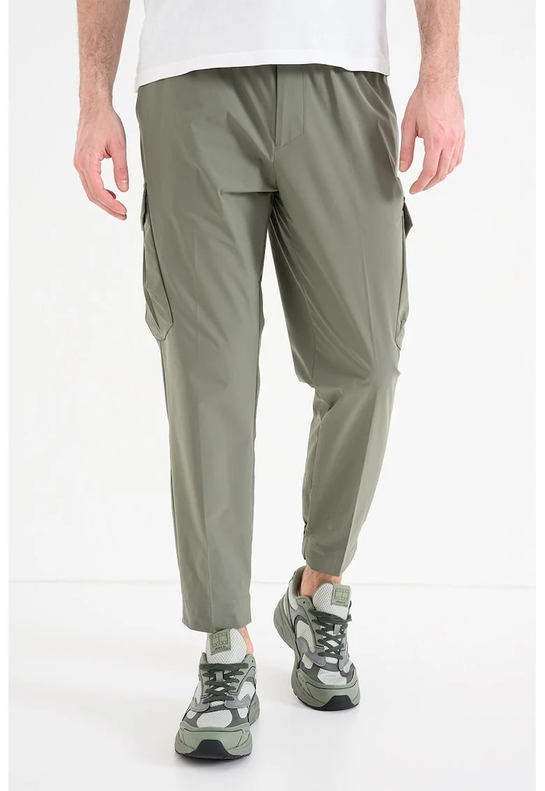 Pantaloni cargo cu croiala conica Urbanex, Verde feriga