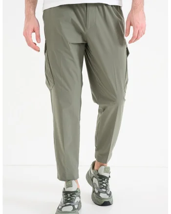 Pantaloni cargo cu croiala conica Urbanex, Verde feriga