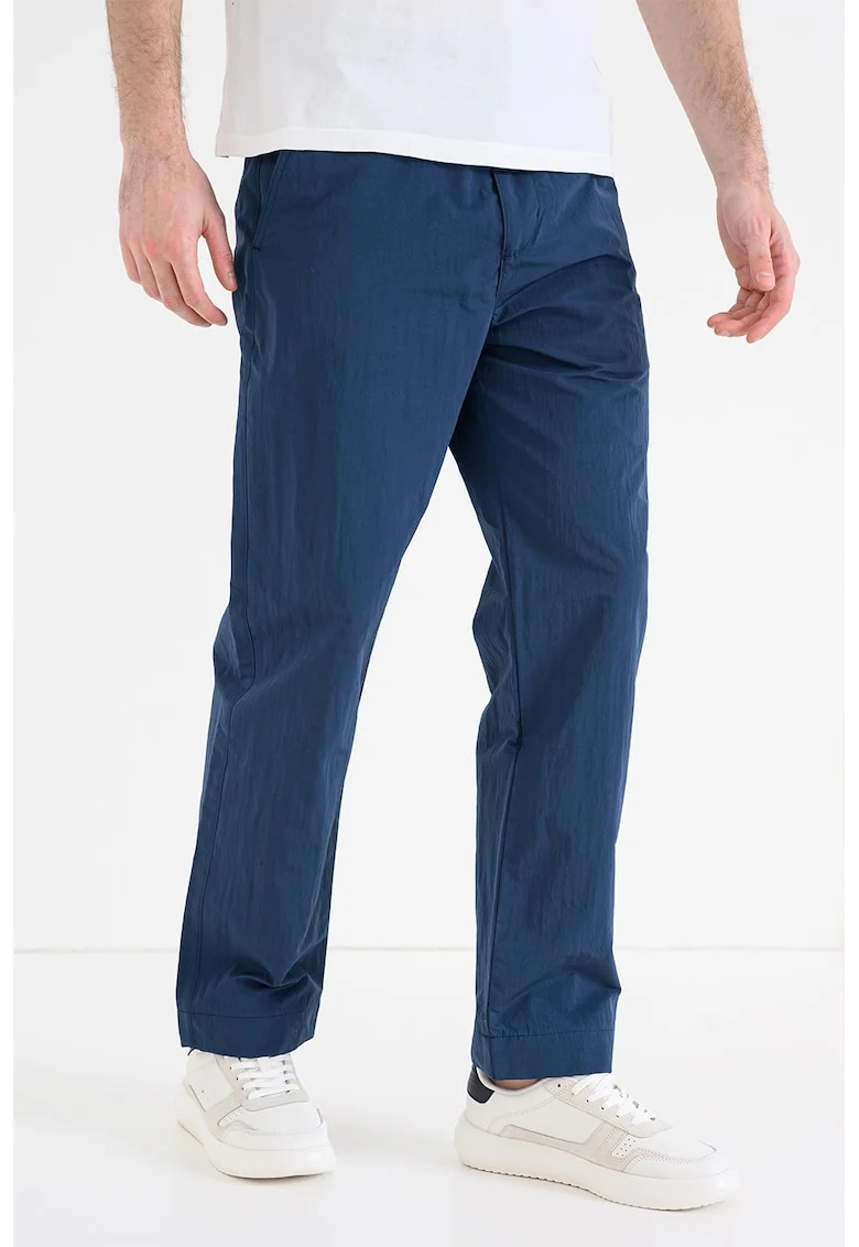 Pantaloni drepti cu o curea in talie, Albastru inchis