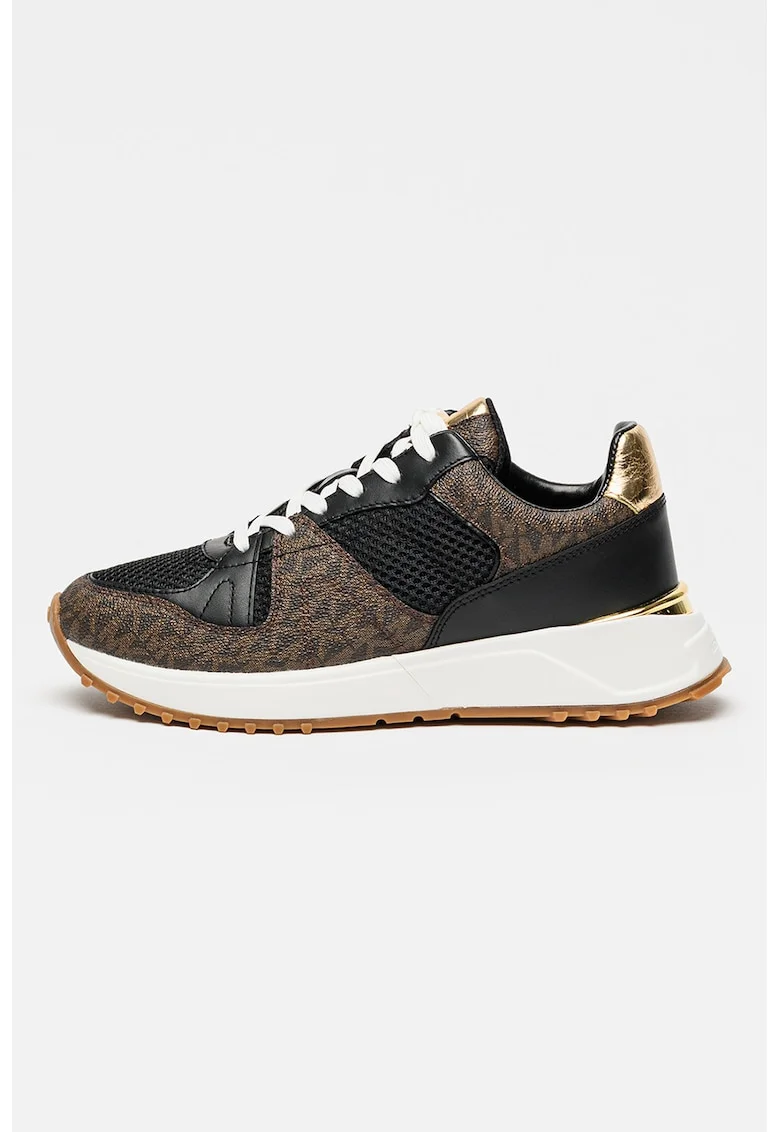 Pantofi sport din piele cu garnituri din piele ecologica Jaime, Maro inchis/Negru