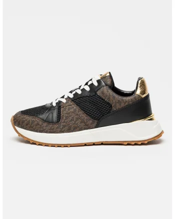 Pantofi sport din piele cu garnituri din piele ecologica Jaime, Maro inchis/Negru