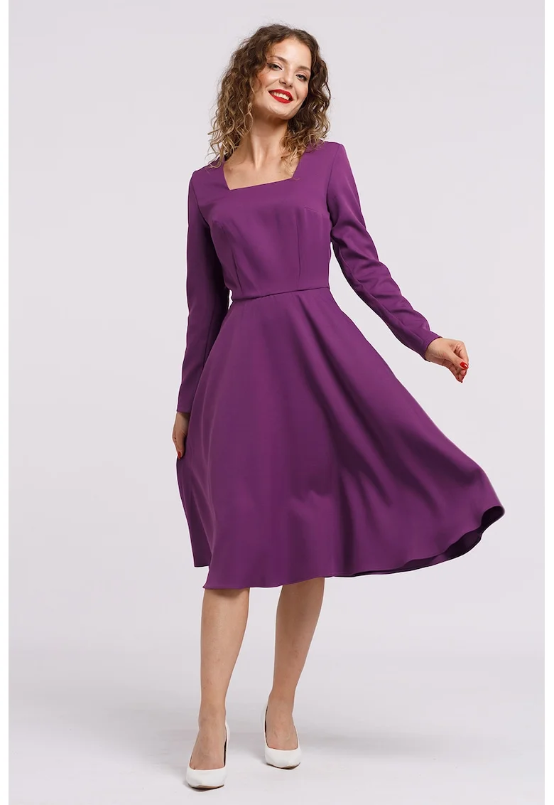 Rochie midi evazata, Mov inchis