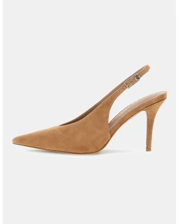 Pantofi din piele intoarsa cu varf ascutit, Caramel