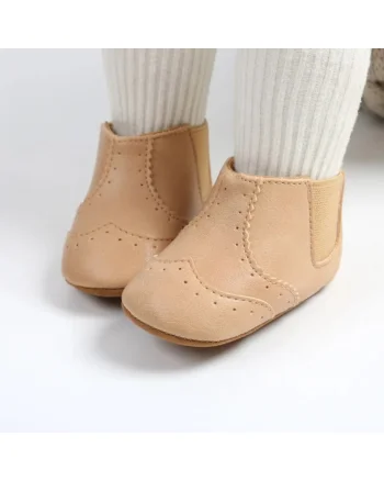 Cizmulite scurte Simply, pentru bebelusi, SuperBaby, Model AL 39714, Piele ecologica, 12-18 luni, Unisex, Crem,