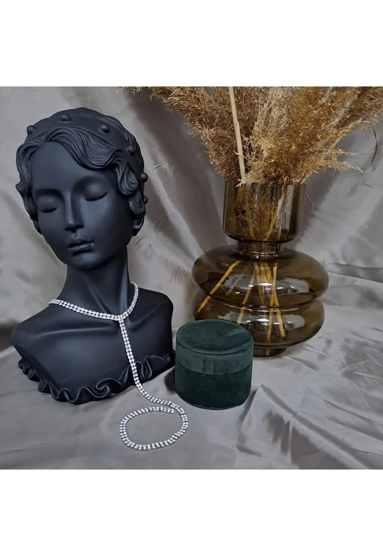 Colier choker, argintiu, cu pietre, Diana C14,
