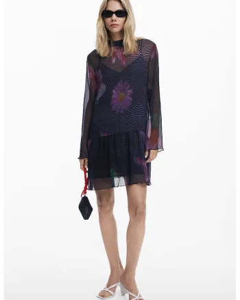 Rochie mini cu imprimeu, Negru