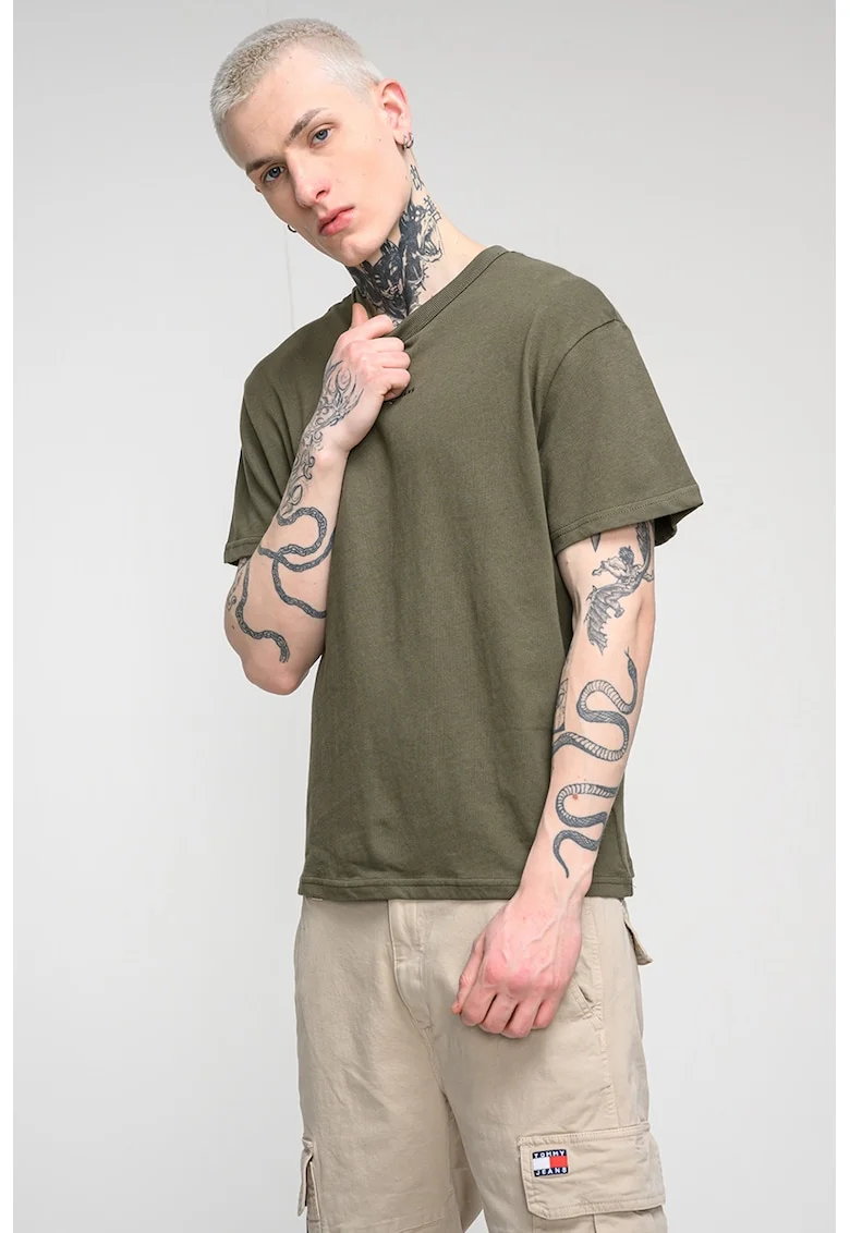 Tricou relaxed fit din bumbac, Verde inchis