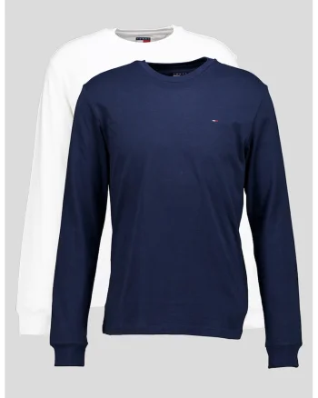 Set de bluze slim fit de bumbac - 2 piese, Alb/Bleumarin