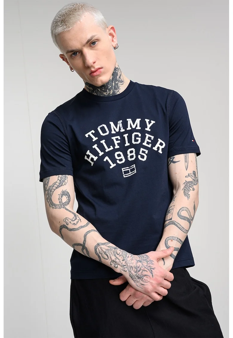 Tricou din bumbac cu imprimeu, Bleumarin