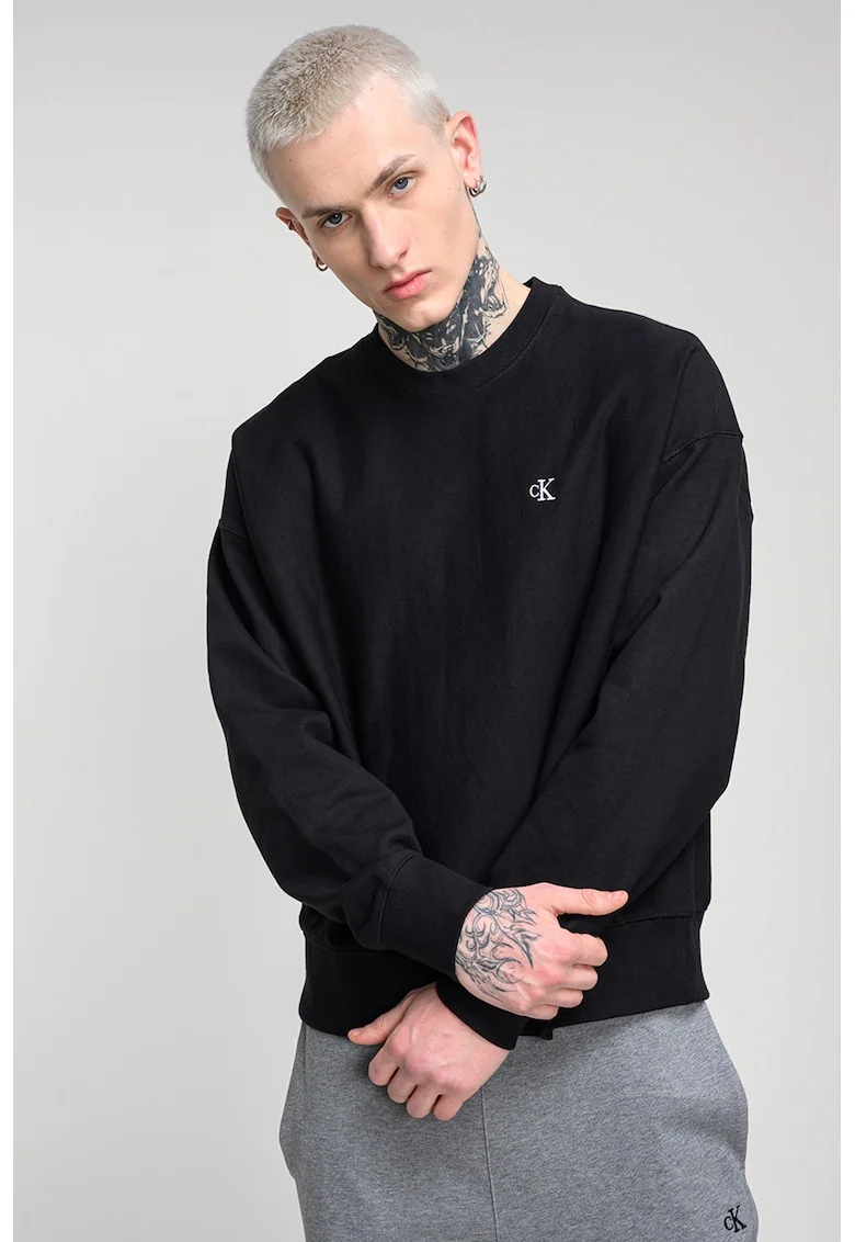 Bluza de trening din amestec de bumbac, Negru stins