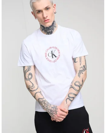Tricou de bumbac cu logo, Alb optic