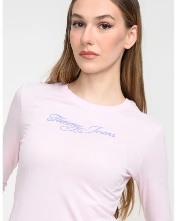 Bluza slim fit cu decolteu la baza gatului, Roz deschis