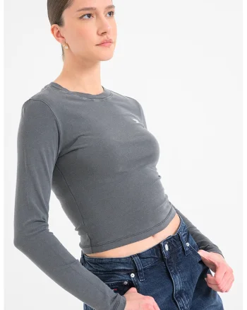 Bluza slim fit de bumbac, Gri inchis